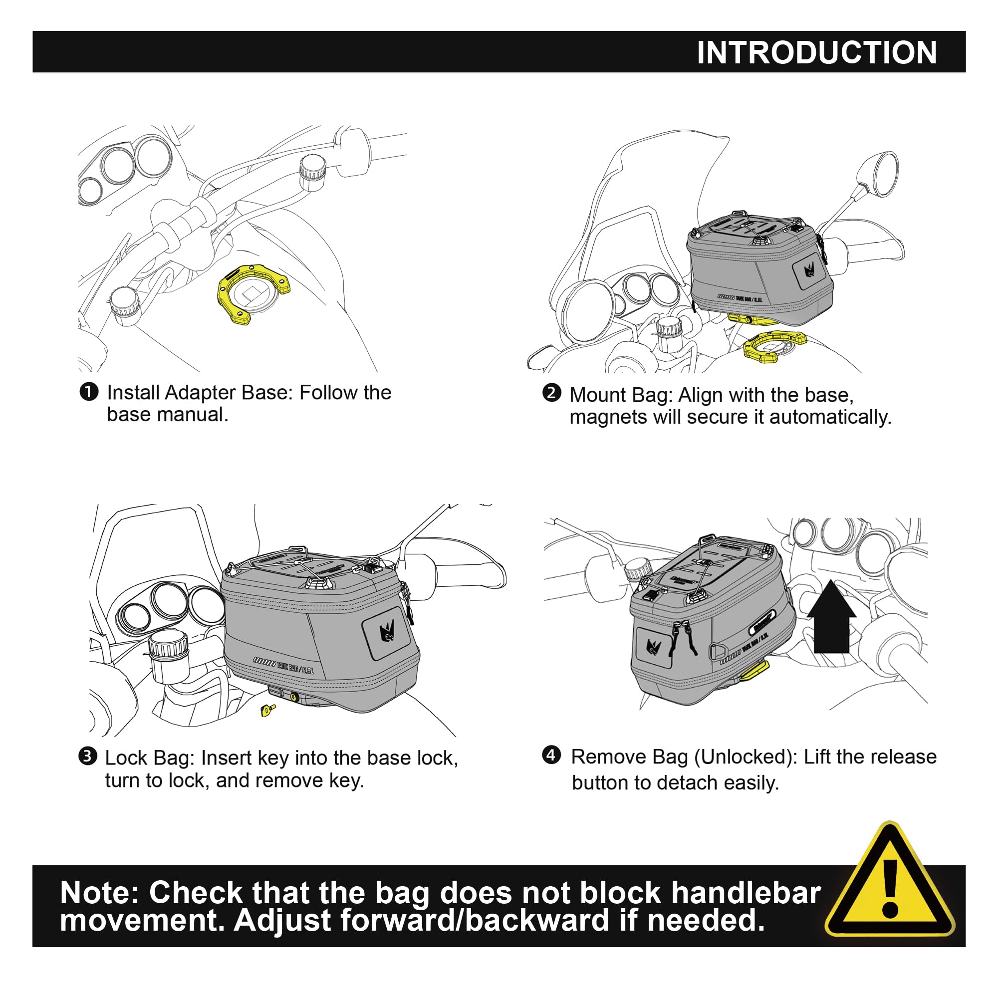 Amazon.com: Rhinowalk Motorcycle Tank Bag Adapter Base with Strong